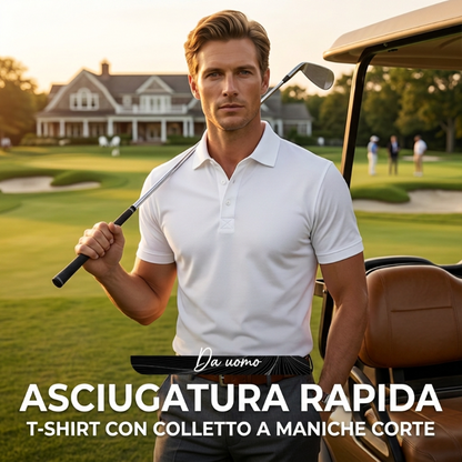 📢📢GRANDI SALDI!!⏰50% DI SCONTO!!Maglietta da uomo a maniche corte con colletto, in tessuto ad asciugatura rapida