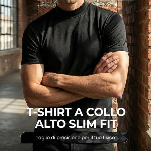 🔈🔈Offerta Speciale 2026 🎁T-shirt aderente a collo alto da uomo