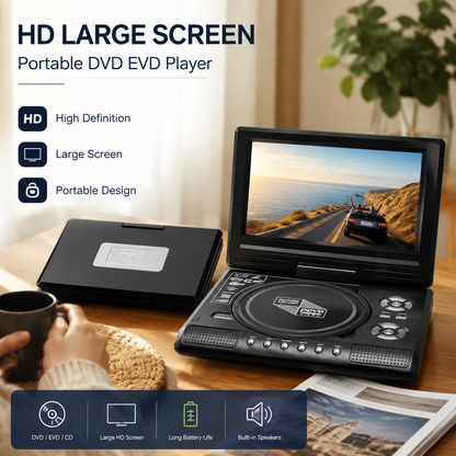 📺 Lettore DVD/EVD Portatile HD da 7,8" – Ampio Schermo, Ricaricabile e Compatibile con DVD/CD/USB/SD – Perfetto per Casa e Viaggi 🔥 50% DI SCONTO