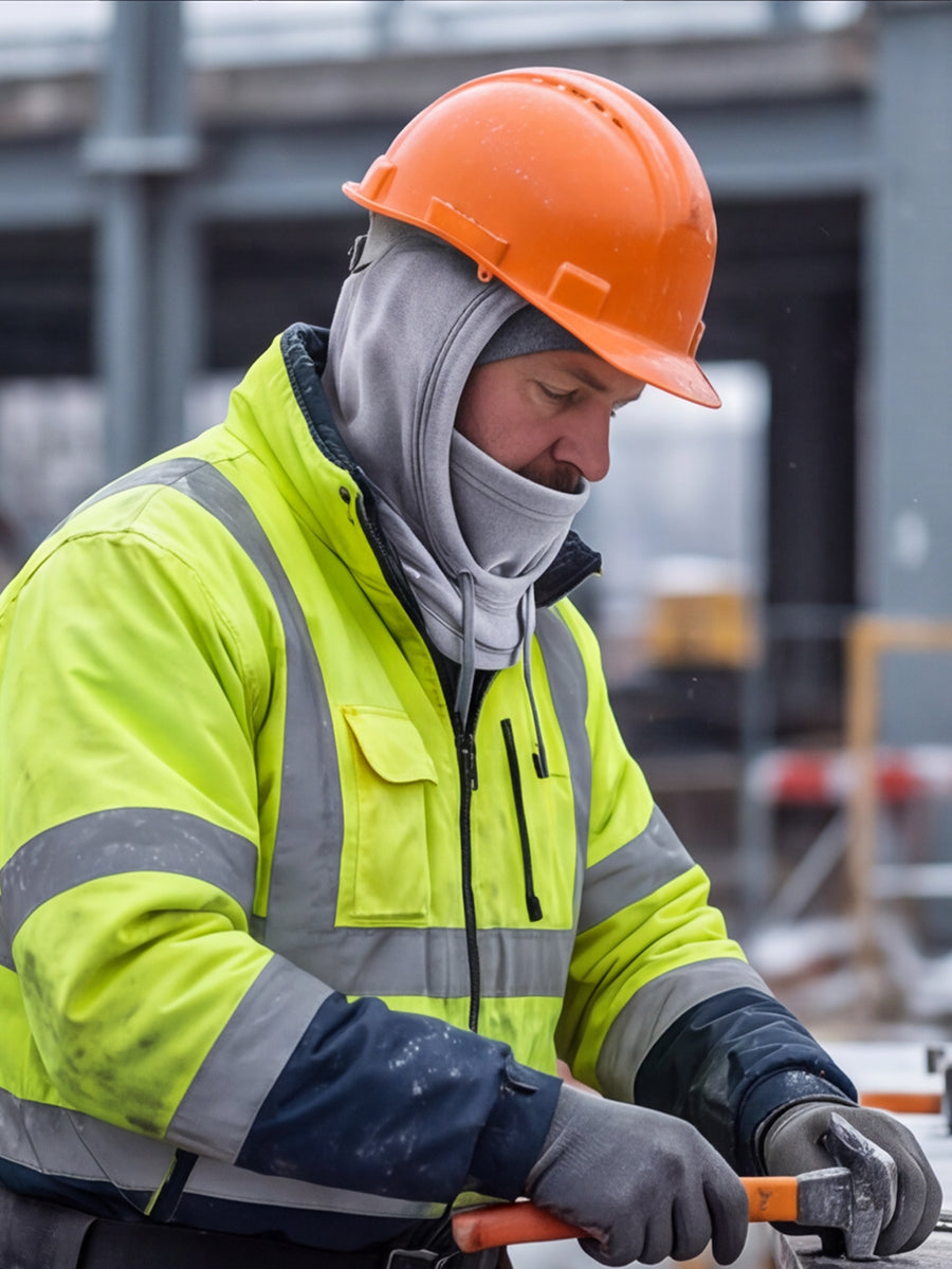Worker wearing a balaclava outdoors