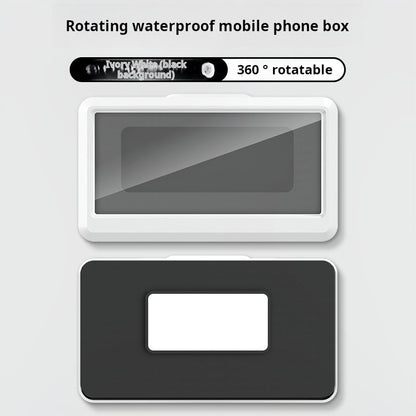 Wasserdichte und beschlagfreie Handybox fürs Badezimmer – wandmontierbarer, bohrfreier Handyhalter – perfektes Tool zum Serien schauen – drehbare, wasserdichte Küchenbox