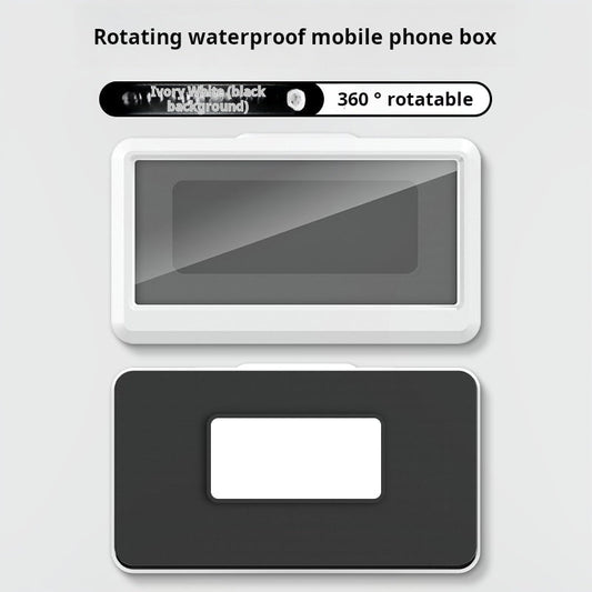 Wasserdichte und beschlagfreie Handybox fürs Badezimmer – wandmontierbarer, bohrfreier Handyhalter – perfektes Tool zum Serien schauen – drehbare, wasserdichte Küchenbox