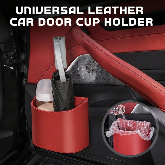 🥳2026 OFFERTA SPECIALE🥳💞 OLTRE 50K+ VENDUTI! 🚗🧺 53% DI SCONTO! Porta bicchiere da porta auto in pelle – Ampia apertura, facile accesso a bevande e telefono. Fissaggio sicuro con clip. Realizzato in pelle PU, resistente ed elegante. 🛡️✨