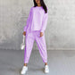 Completo 2 Pezzi da Donna: Felpa a Maniche Lunghe con Orlo Asimmetrico e Pantaloni