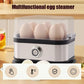 🥚 Cuociuova Elettrico Multifunzione in Acciaio Inox (8 Uova) | 3 Livelli di Cottura, Uova in Camicia e Omelette | Coperchio Trasparente e Spegnimento Automatico 200W 🍳