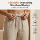 Pantaloni capri da donna casual in cotone e lino