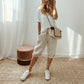 Pantaloni capri da donna casual in cotone e lino