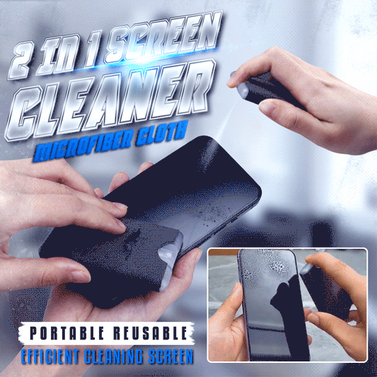 Pulitore Portatile Riutilizzabile 2 in 1 per Schermi con Panno in Microfibra