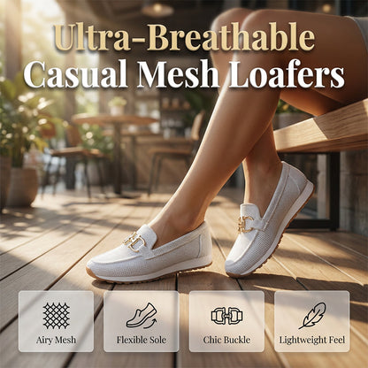 Mocassini casual da donna in rete con fibbia in metallo