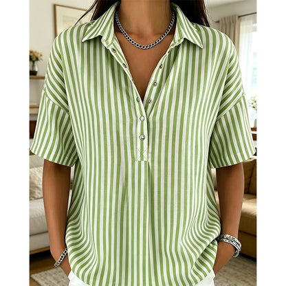 Camicetta da Donna Casual a Righe con Maniche Corte