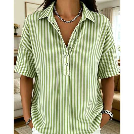 Camicetta da Donna Casual a Righe con Maniche Corte