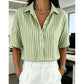 Camicetta da Donna Casual a Righe con Maniche Corte