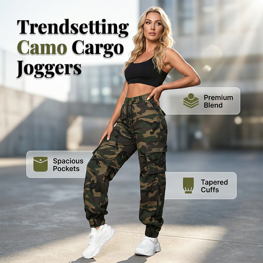 Pantaloni jogger cargo camouflage da donna