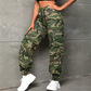 Pantaloni jogger cargo camouflage da donna