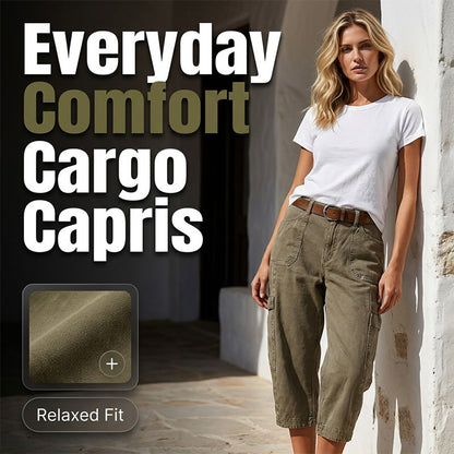 Pantaloni capri cargo casual con vestibilità ampia