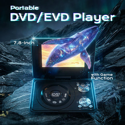 Lettore DVD/EVD portatile con funzione giochi, schermo 7,8 pollici